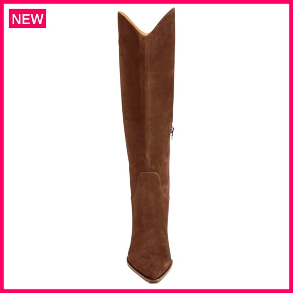 Wide Calf Knee High Boots Kitten Heel Pointed Toe Side Zipper Fall Winter - Picture 6 of 8